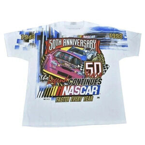Vintage 1998 Nascar T-Shirt 50th Anniversary The Legend Continues AOP  Size XL